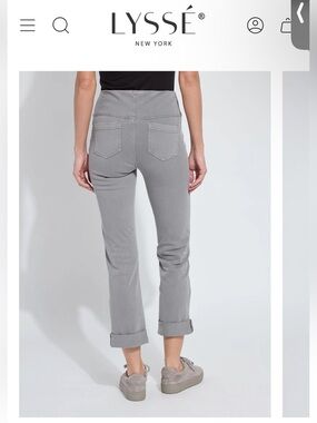 Lysse Cotton Mid Gray Knit Stretch Denim Boyfriend Pants XS BRAND NEW